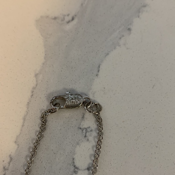 Costume jewelry long necklace turquoise glass 4 leaf clover silver tone chain. - Picture 6 of 8